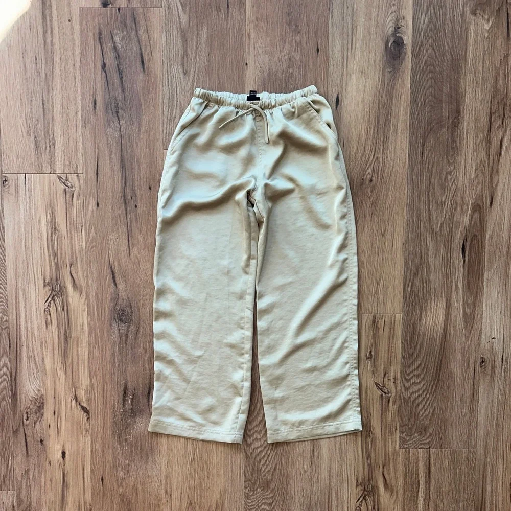 Art Class Girls‎ Champagne Gold Satin Wide Leg Drawstring Pants Size S 6/7